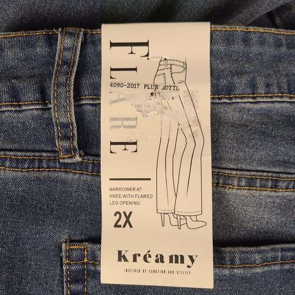 Kreamy Women's 2X Pants Flared Leg Opening Jeans Blue - Picture 5 of 10